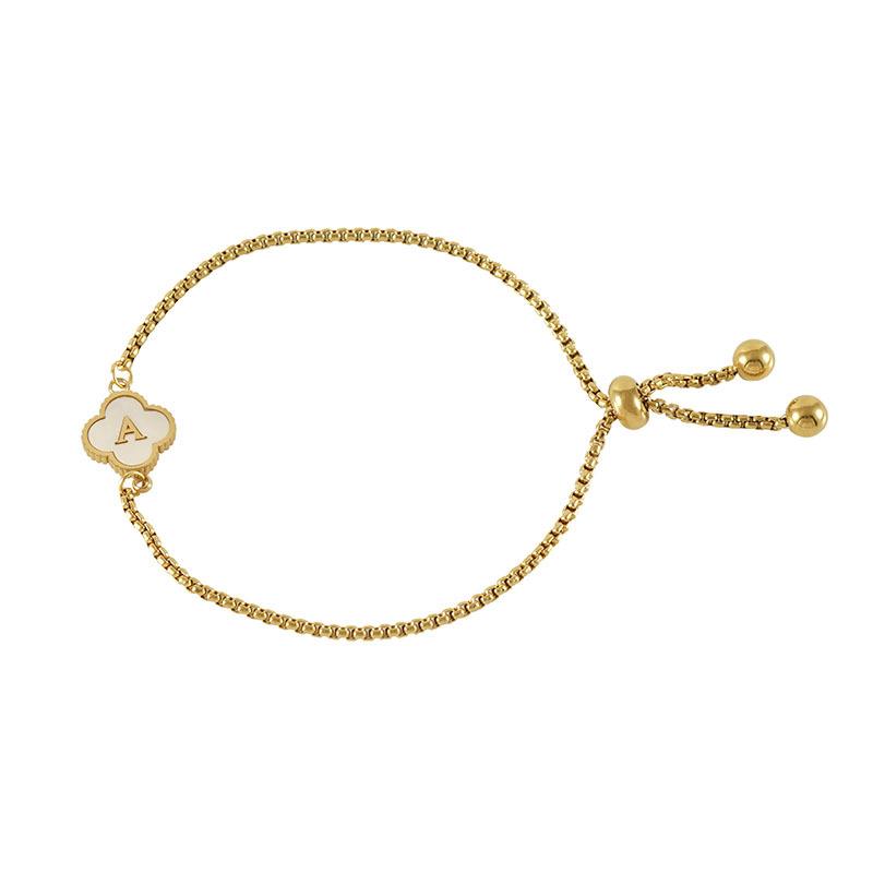 Stainless Steel Shell Clover Letter Bracelet Unique Design Fashionable Wrist Jewelry for Women
