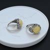 Yellow Gemstone Cloud Ring for Women: Light Luxury, High-End Feel, Retro Trend, Adjustable National Style Index Finger Accessory.