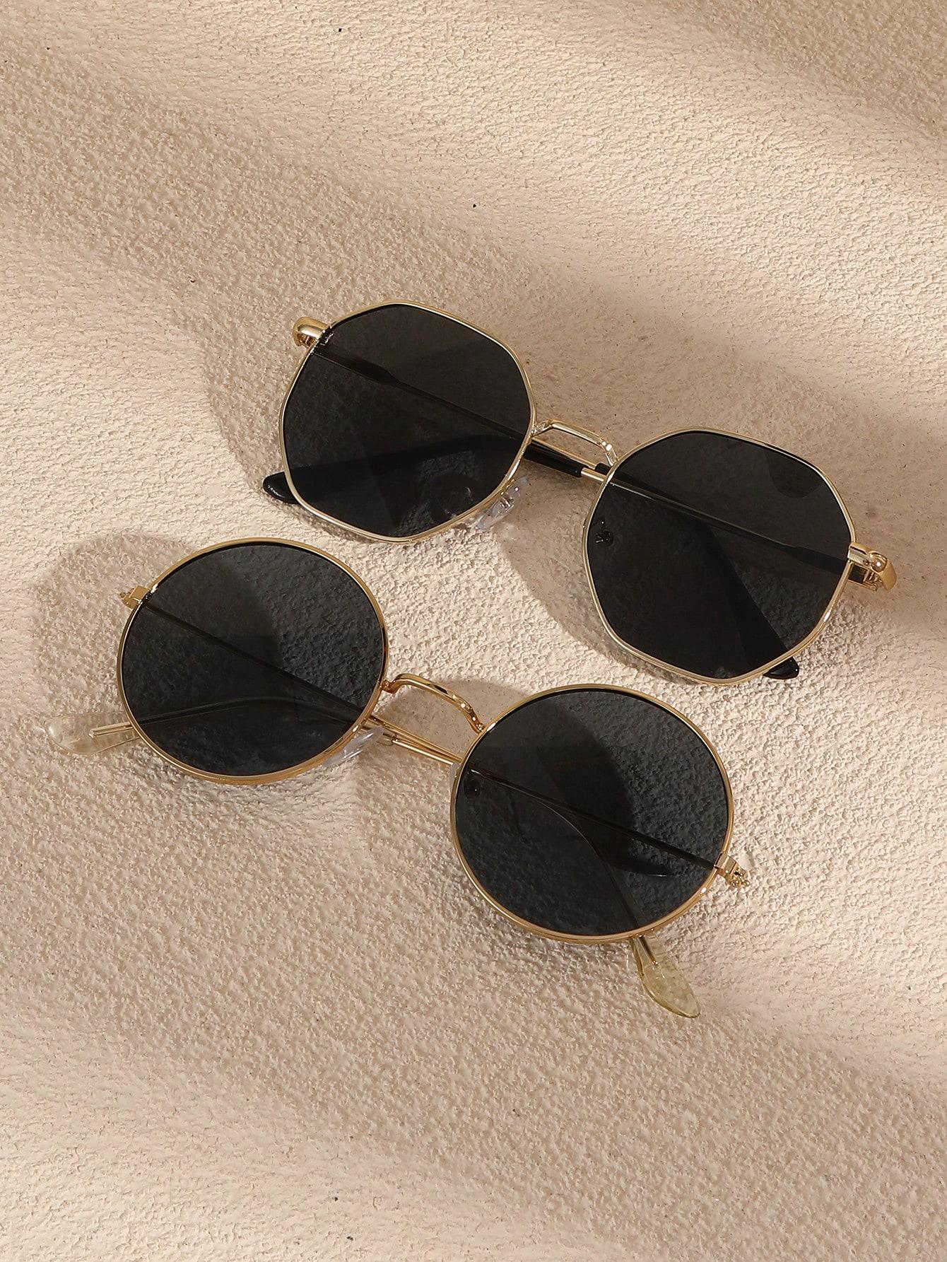 

2/3 шт. Модные круглые геометрические женские солнцезащитные очки в металлической оправе для мужчин, повседневные очки, аксессуары для очков.