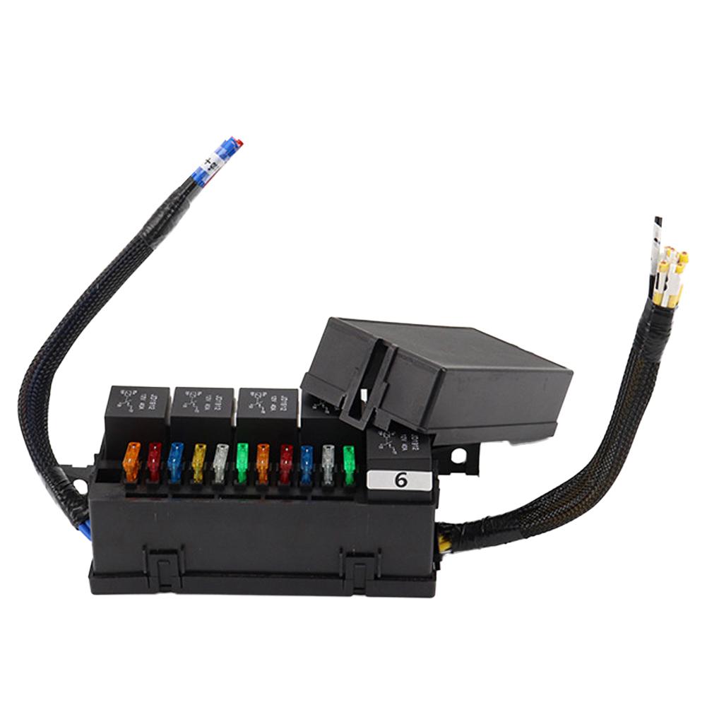 

12V 40A Автомобильный релейный блок Двойной предварительно смонтированный блок предохранителей и реле с 11 шт. ножевых предохранителей ATC/ATO 5-30A 6 шт. 4-контактных реле 40A Блок предохранителей