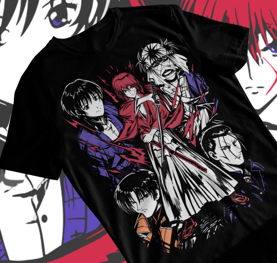 Rurouni Kenshin Samurai Himura TShirt Rurouni kenshin Anim Black Shirt Soft Tee S