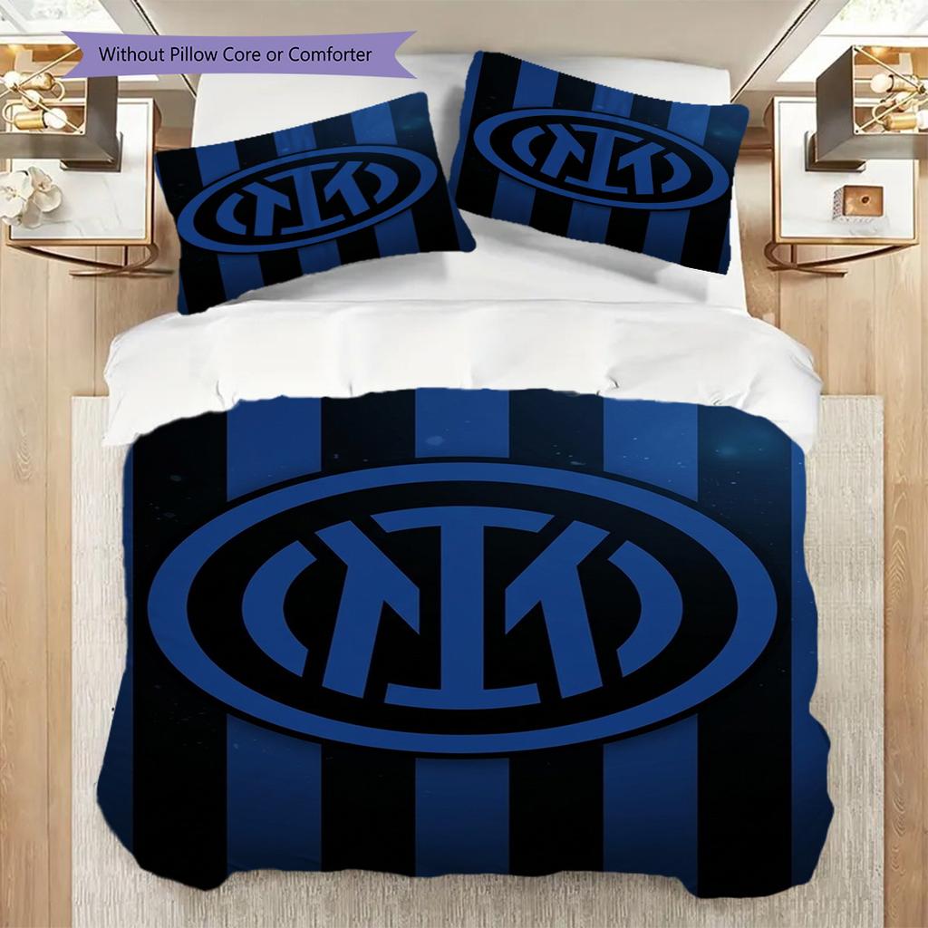 Inter Milan Emblema a Strisce Set da Tre Pezzi (1 * copripiumino + 2 * federa, senza nucleo) Regalo di compleanno di Natale Copripiumino e federa