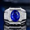 Open Mouth Domineering Sapphire Ring Plated with 18K White Gold and Diamond Inlaid with Colorful Treasure Men's Ring 2026