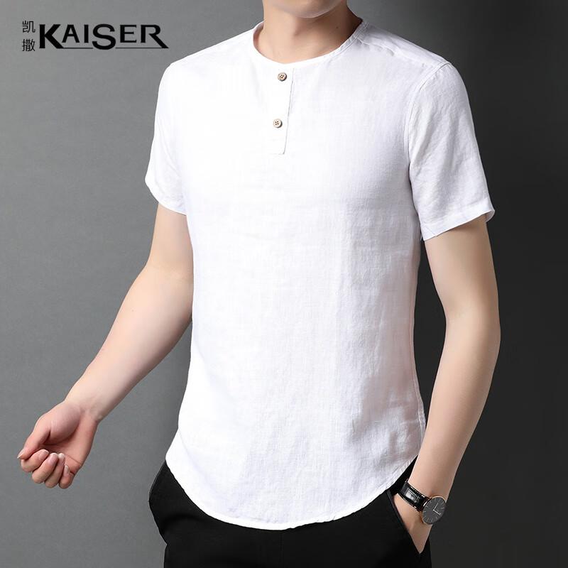 Kaiser Men's 100% Linen Round Neck T-Shirt KS5327