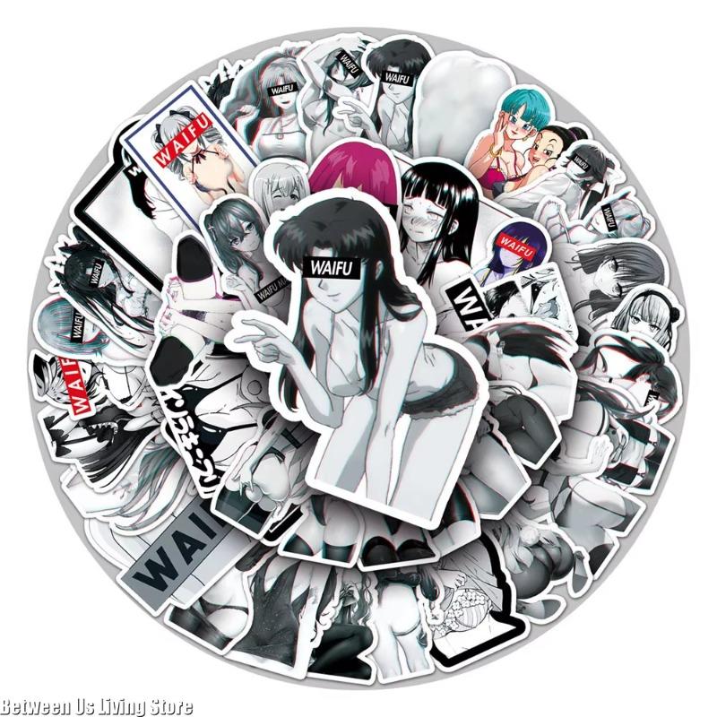 50Pcs Kawaii Cartoon Sexy Girl Graffiti Sticker Cute Anime Girls Waterproof Cup Decals Laptop Phone Luggage Adult Stickers