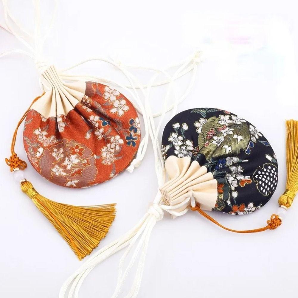 

Embroidery Perfume Bag Vintage Drawstring Bag Home Decor Embroidery Sachet Cloth Pouches Gifts green-without tassels