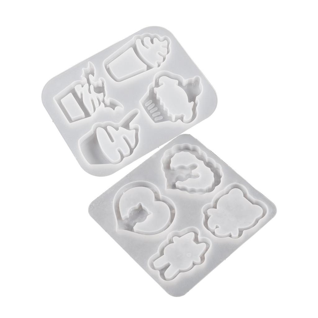 DIY Silicone Mold for Epoxy Resin Mirror, Earring, Pendant, Keychain - Sweet Cone, Heart, Rabbit, Cat & Flowing Sand Designs