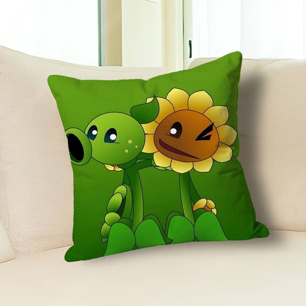 Hot P-Plants Zombies Game Pillow Cases for Bedroom Living Room Sofa Home Decor Polyester Cushion Cover with Zipper