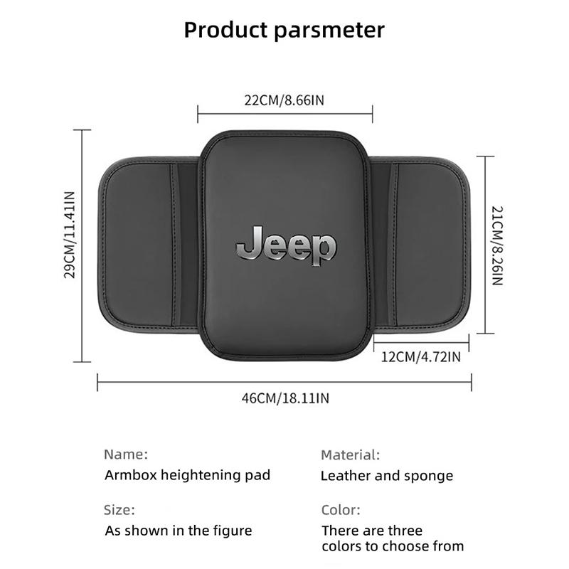 PU Leather Car Armrest Box Pad with Storage Bag for Jeep Renegade Wrangler JK JL Grand Center Console Protector Auto Accessories