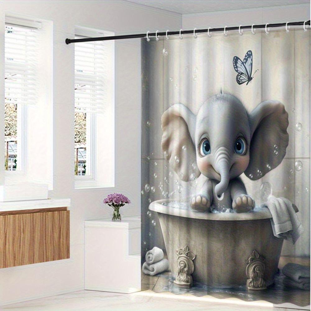Adorable Baby Elephant Shower Curtain -Whimsical Bath Time Design for a Fun and Cozy Bathroom,Perfect for Kids and Animal Lovers