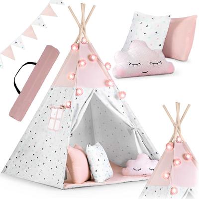 Nukido Teepee Tent for Children with Garland and Lights - Pink