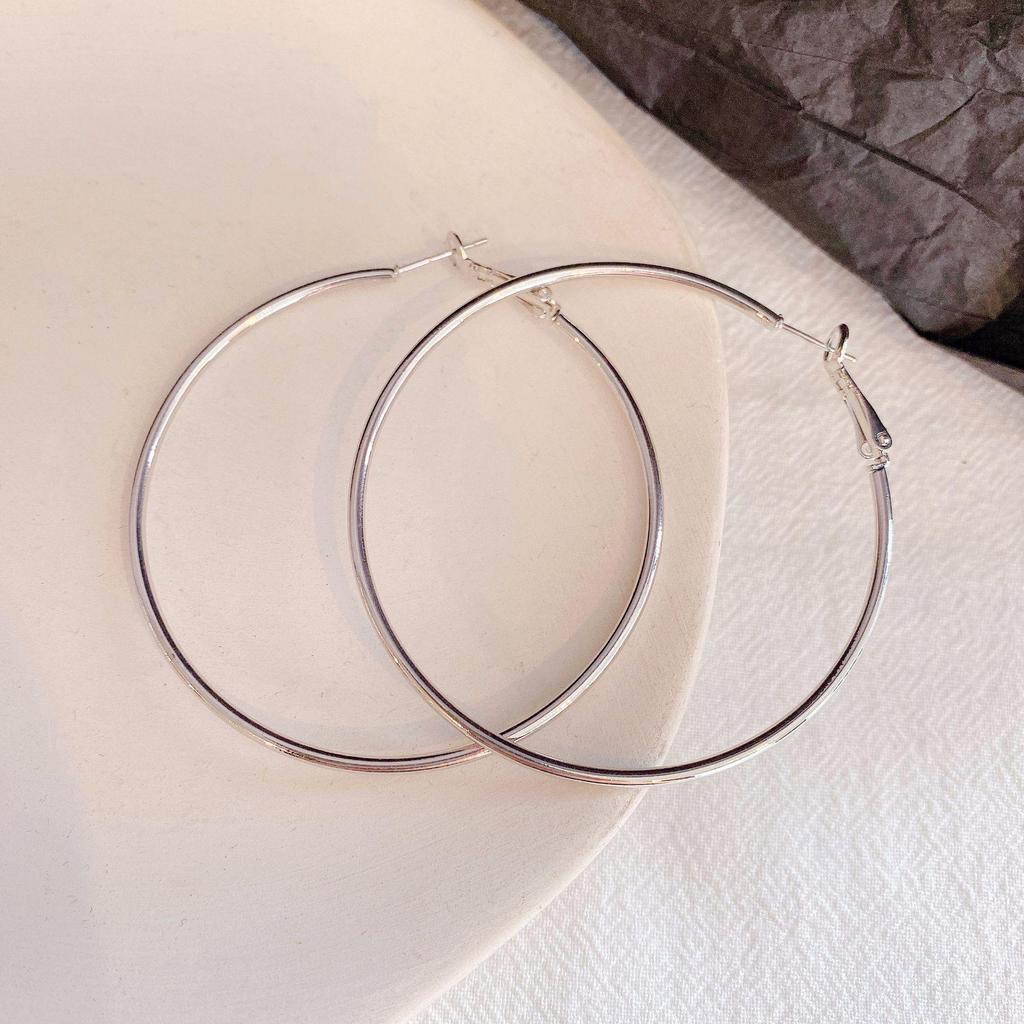 Exaggerated Hoop Earrings - European & American Cold Style, 925 Silver Needle, All-Match Metal Ear Jewelry for Women