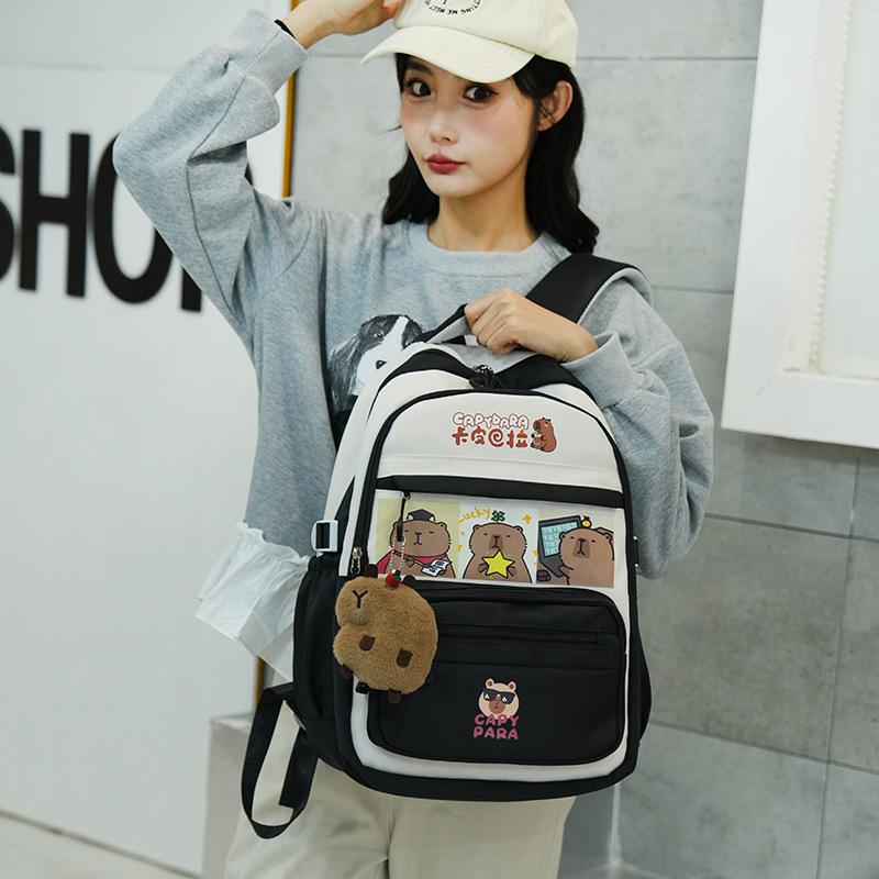 Travel Schoolbag for Girls Cute Capybar Backpack for Primary School Students Junior High School Students Large Capacity Backpack
