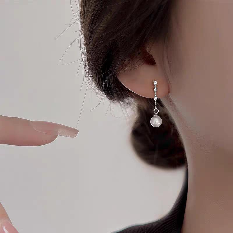 925 Silver Jewelry Women Small Pearl Stud Earrings Gift for Girls and Lady