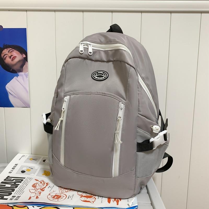 School Bag Simple School Bag Women's New Vertical Zipper Nylon Large-capacity Backpack Junior High School Students Class Backpack