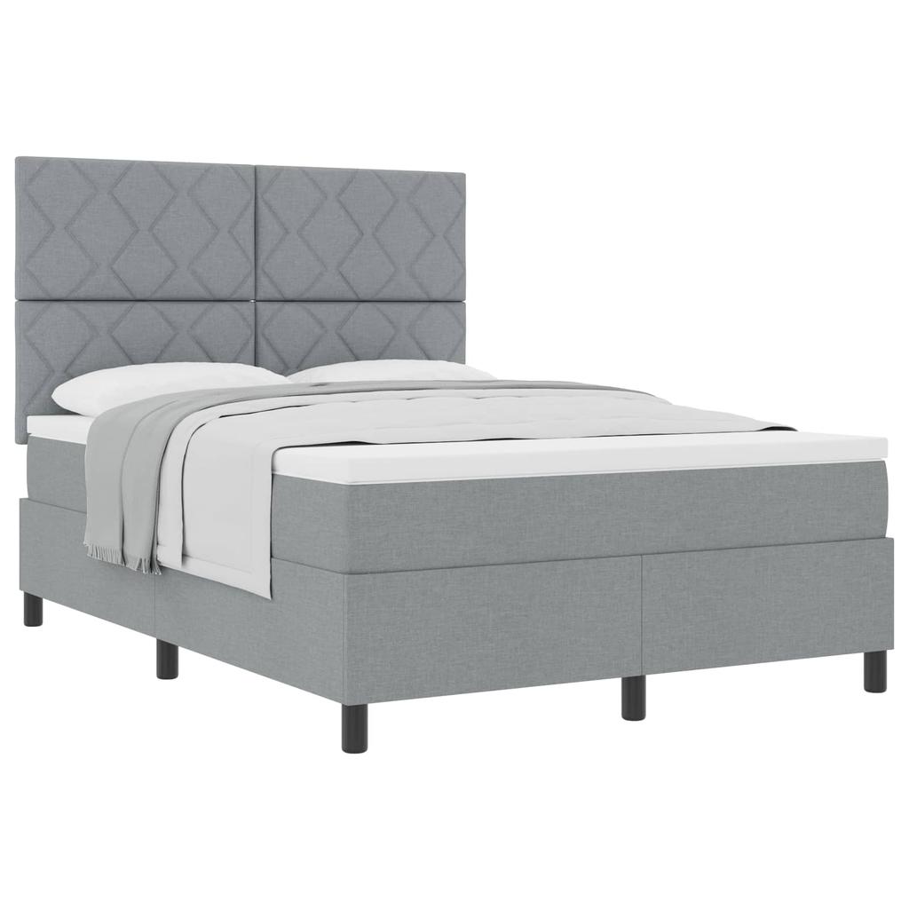Boxspring bed with headboard Light Gray 140 x 190 cm Fabric