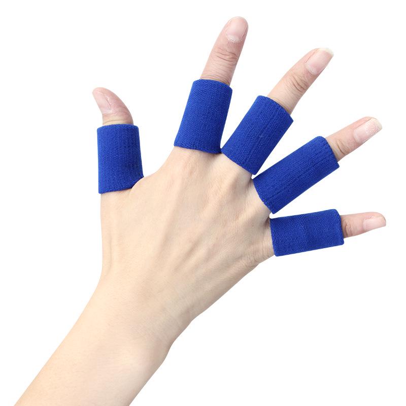 Elastic Blue/Black Knitted Basketball Finger Protectors - Soft & Breathable Sports Support (One Size)