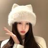 Plush Cat Ear Beanie Warm Pullover Hat Casual Knitted Winter Cap  Winter Wear
