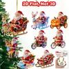 8/16Pcs 2D Flat Santa Claus Ornaments Wooden Deer Christmas Tree Ornaments Holiday Pendants Shiny Beautiful Xmas Hanging Party