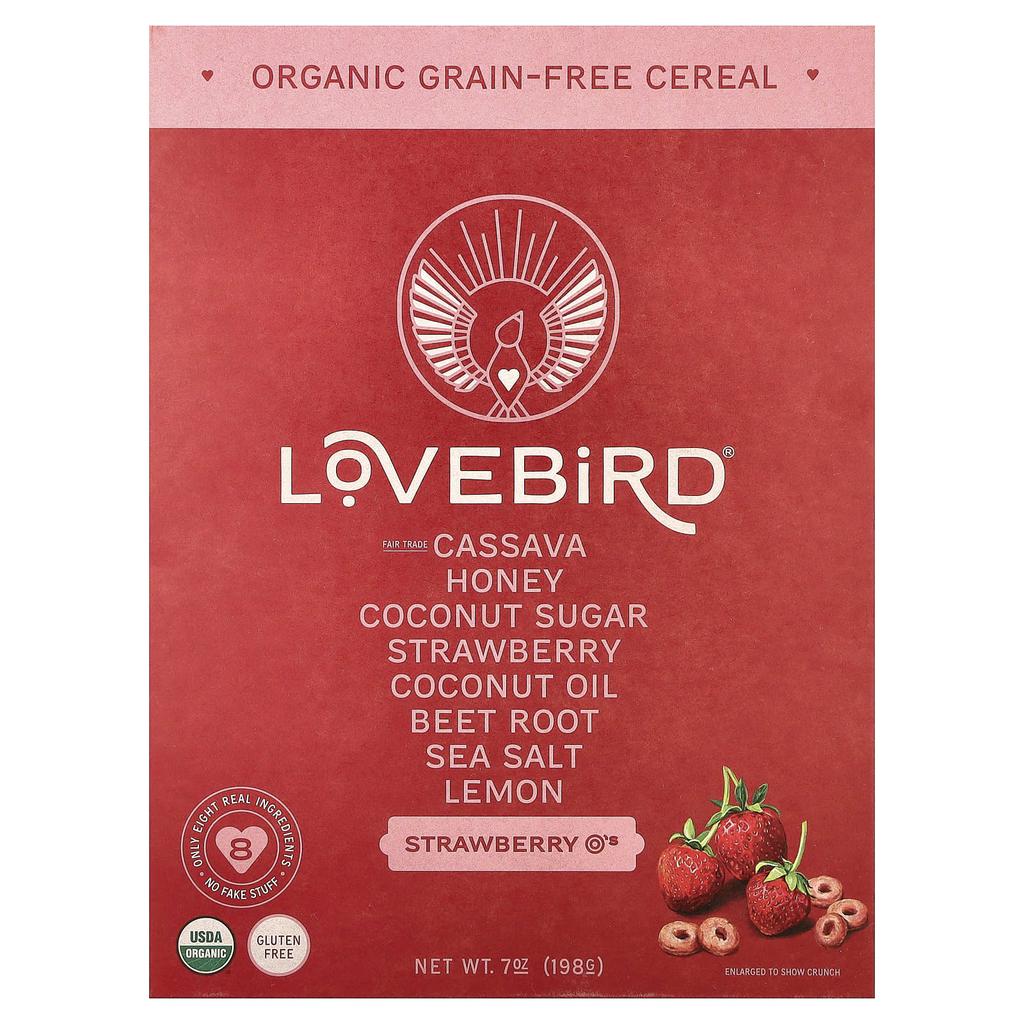 Lovebird, Grain-Free Cereal, Strawberry O's, 198g (7oz)