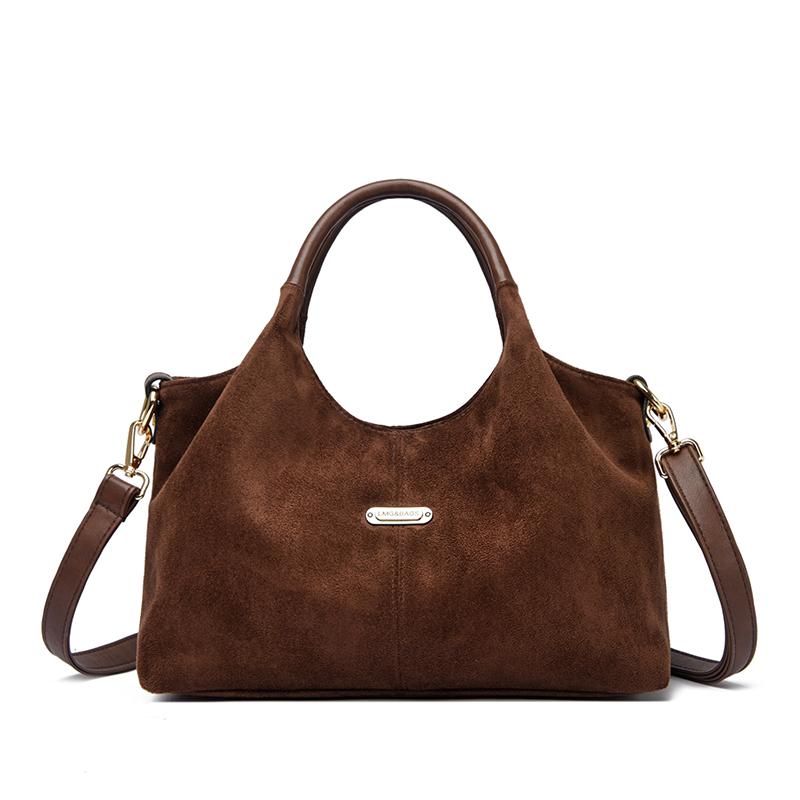 2025 New Large Capacity Suede Frosted Women's Handbag Retro Mom Bag Single Shoulder Crossbag Casual Simple Top-Handle Tote