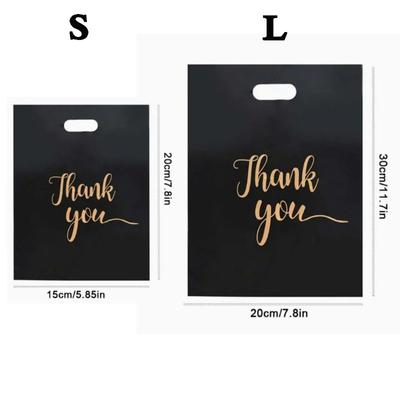 10/20/50/100PCS Black Gift Handbag Thank You Gold Print Party Anniversary Christmas Mother's Day Father's Day Shopping Gift Bag