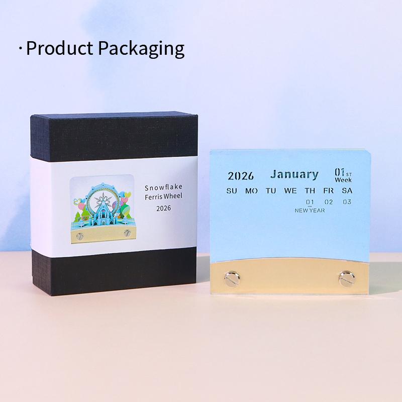 Time Piece Calendar 2026 Desk Calendar With Led Light 3D Tear-Away Calendar Paper Carving Art Memo Pad Notepad Gift Christmas