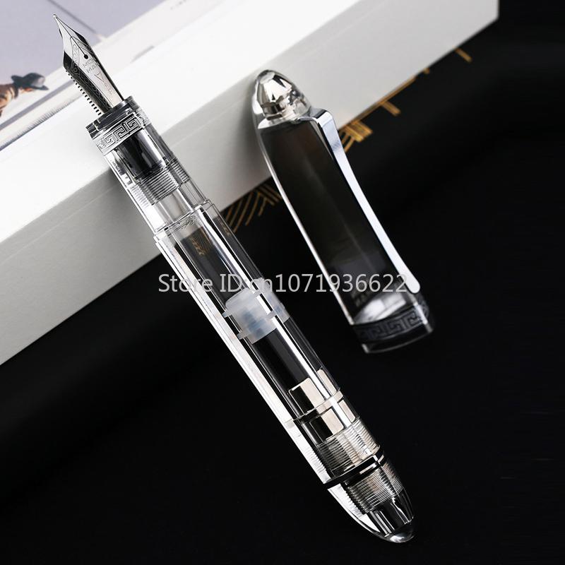 Limited Color Majohn V60 Transparent Triangular Piston Resin Fountain Pen Writing Pen School Business Stationery Supplies Gift