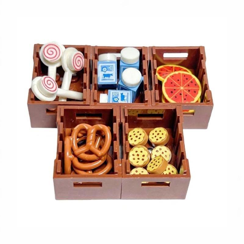 1 Set Foods And Tools Building Blocks Diy Toys Seafood Meat Vegetables Fruit Dessert Dishes Small Particle Blocks