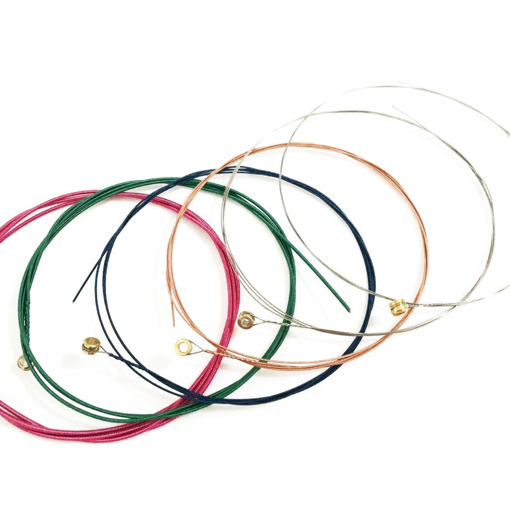 Set of 6 Color-Coded Folk Guitar Strings for Acoustic Guitar