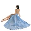Super Fairy Design Sense Summer Waves Blue Pure Desire Vacation Backless Waist Thin Big Skirt Suspender Long Dress