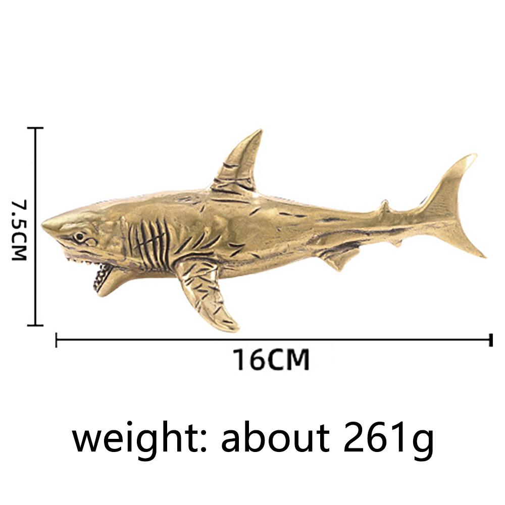 New Great White Shark Brass Figurines Antique Making Old Desk Decoration Marine Animal Statue Domineering Natural Room Decor