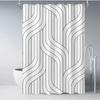 Creative Geometric Print Shower Curtains Red Black Gray Blue Simple Line Graphic Print Polyester Fabric Home Decor Bath Curtain
