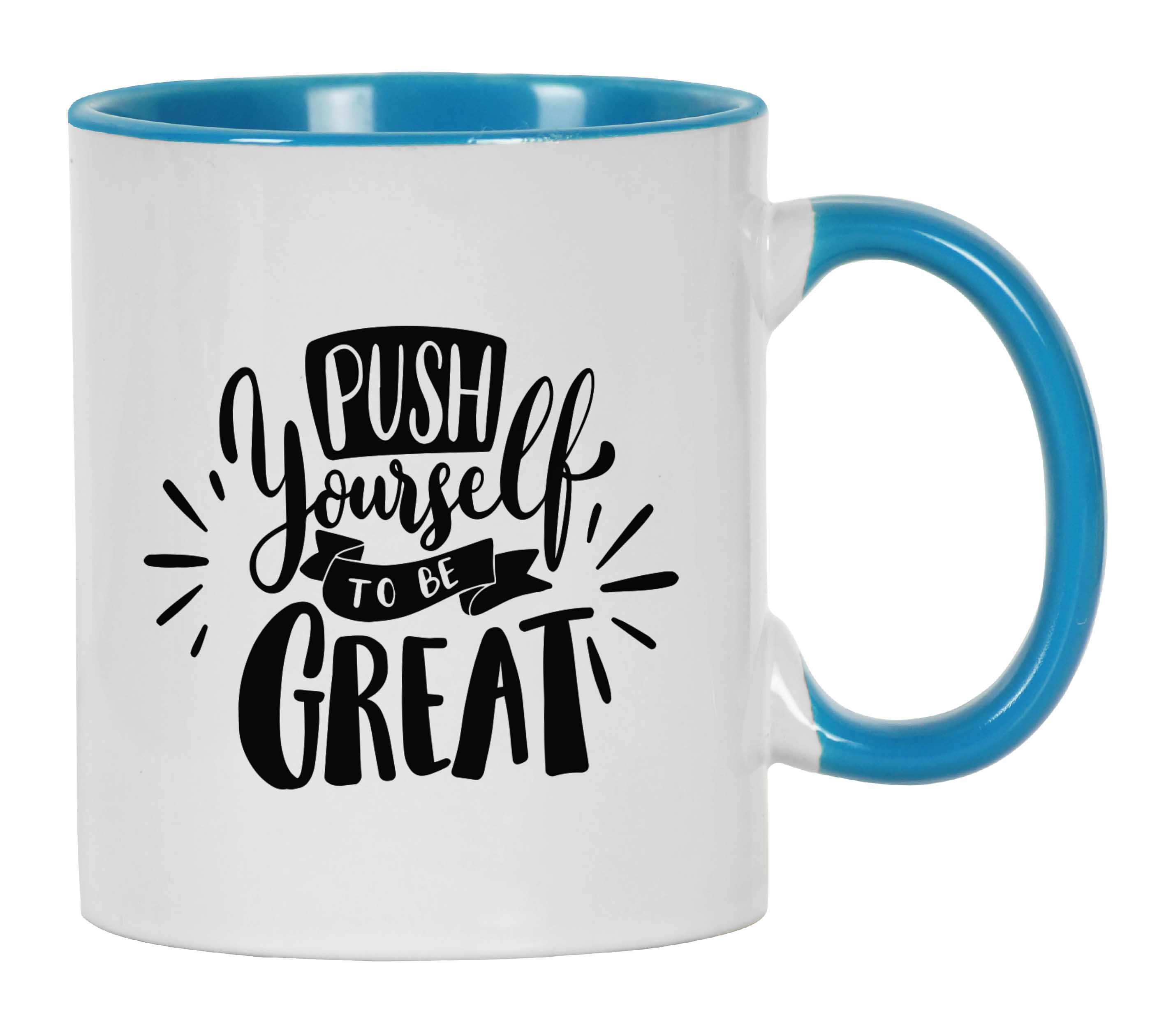 

Inkdotpot Push Yourself To Be Great 11 Oz Ceramic Coffee Mug Positive Inspirational Quotes Funny Sarcastic Employee Boss Coworkers 11oz небо синє кольору