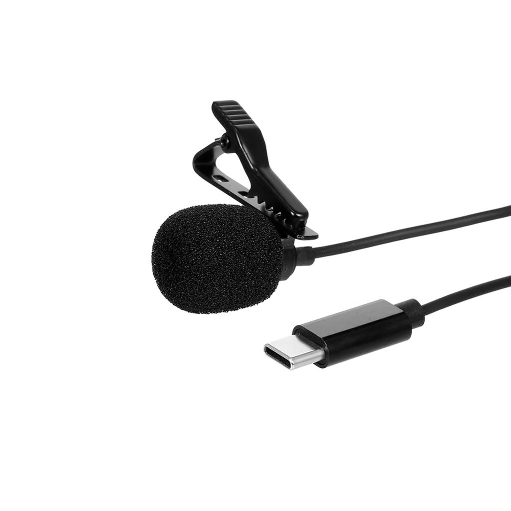 Lavalier Microphone Omni Directional Condenser Type C Microphone for Sound Video Recording Black