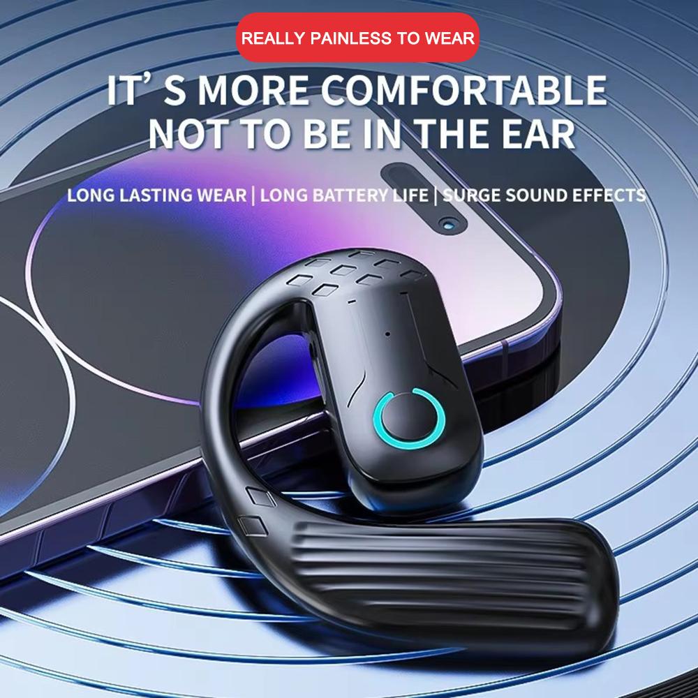 Wireless Bluetooth 5.4 Earphone 180° Rotation Ear Hook HIFI Stereo With MIC HD Call Open Single Ear Headset For Game Music Sport