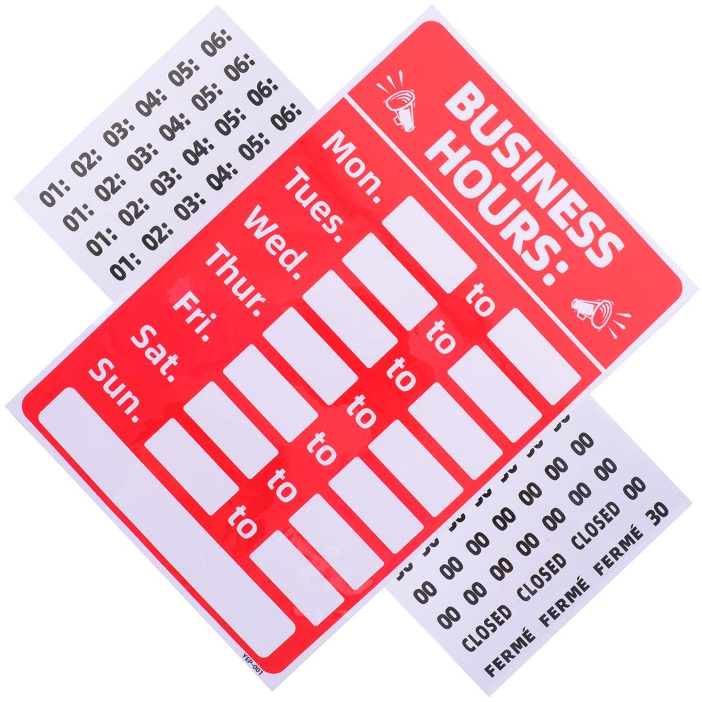 2Pcs Business Hours Sign Sticker Self-Adhesive PVC Opening Closed Store Restaurant Bar Cafe Bakery Shop Window Decal Waterproof