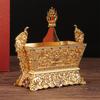 Golden Tibetan Storage Box Resin Handicraft Eight Auspicious Painting Tantric Five Organizer Buddhist Desktop Altars Decorative