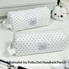 Waterproof Polka Dot Large Capacity Stationery Storage Bag Portable Zipper Pouch for Students Stationery Organization
