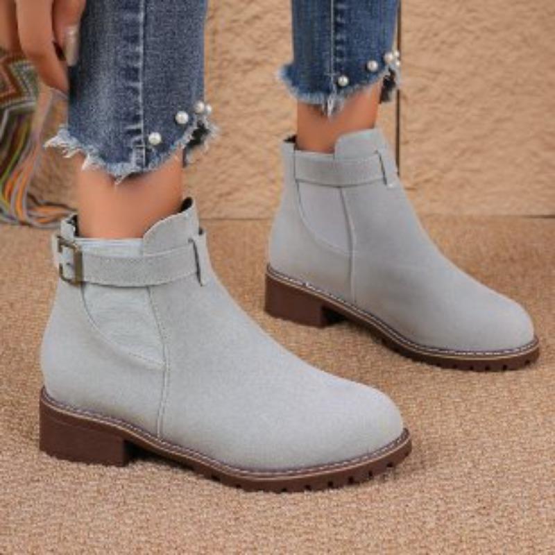 New Style of Plus-size Women's Boots, Low-heeled Square-heeled Ankle Boots, Stretchable Coupler Shoes, Women's Shoes