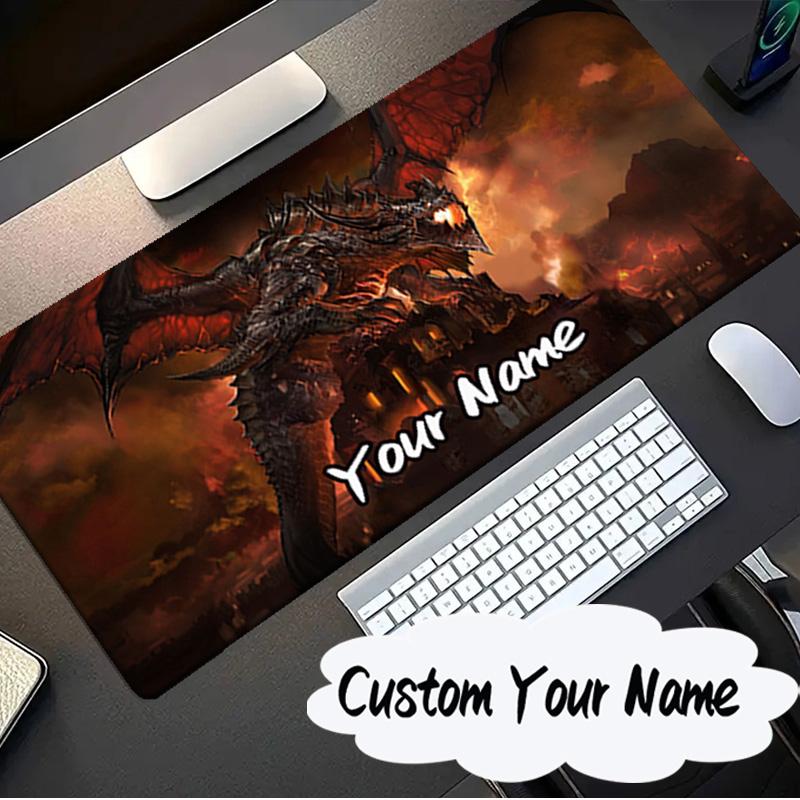 Custom Name Mouse pad Dragon's Fiery Warcraft game Mouse pad, Gaming Mouse Pad, keyboard pad, Desk Decor for computer notebook Fan Birthday Gift