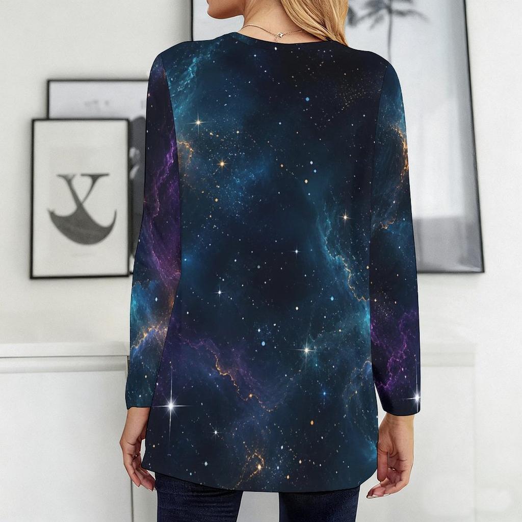 Womens Plus Size Long Sleeve Pocket Tee Loose Casual Soft Daily Wear Top