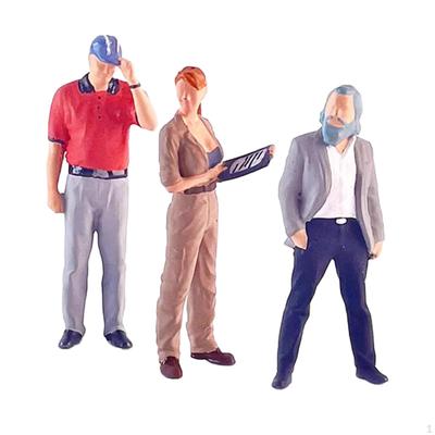 3Pcs 1:64 Scale Women Men Figures Man In Hat Tiny People Model Suit for Sand Train Station Layout