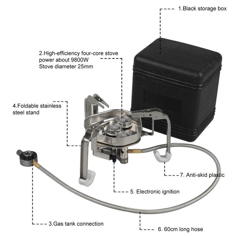 Camp Stoves For Camping Small Camping Stove Space-Saving Backpacking Stove Non-slip Four-Burner Stove Outdoor Windproof Stove