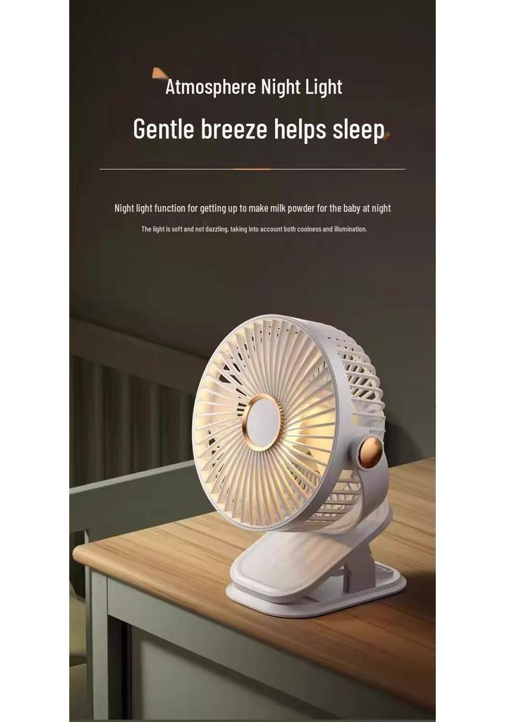 Compact Clip-On USB Rechargeable Fan: Quiet and Portable for Office, Dorm, Stroller, or Bed Use