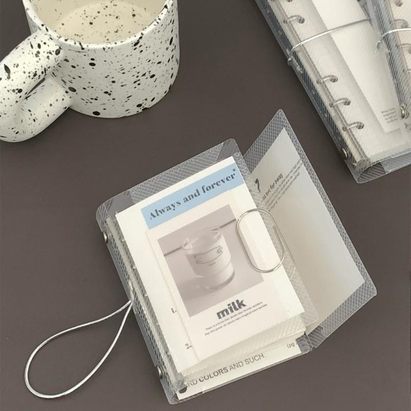 A6/A7 Clear Notebook Cover Binders Folder Three Fold Flip Binders Cover with Elastic Band for Paper Storage
