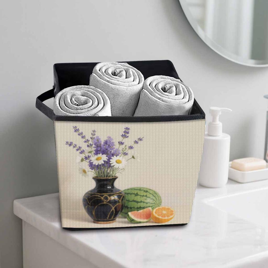 Lavender and Daisies 5D Diamond Painting Storage Basket Full Round Drill Mosaic Diamond Embroidery Cross Stitch Kits Home Decor Home Decor