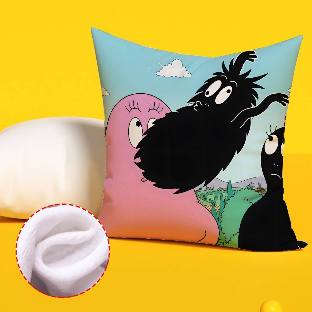 B-BarbapapaS-Cartoon Pillow Case Pattern Printed Pillowcase For Living Room Sofa Cushion Cover & Bedroom Decor