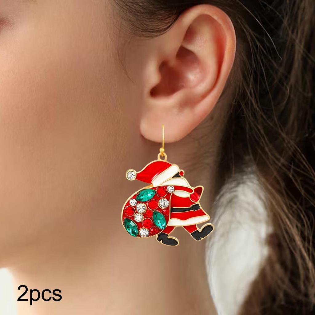 2 Pieces Santa Claus Earrings Dangle Costume Accessories Creative Christmas Gift