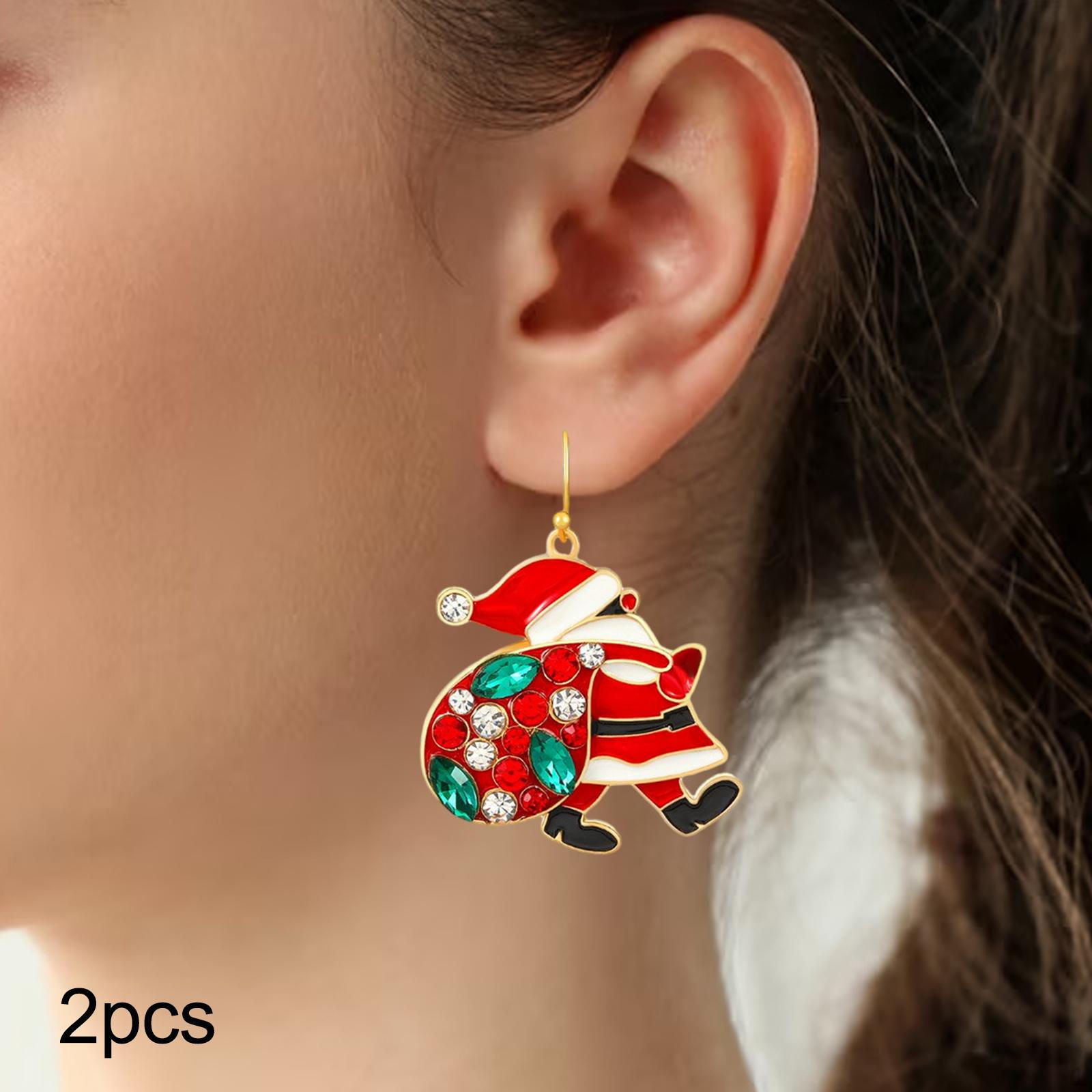 2 Pieces Santa Claus Earrings Dangle Costume Accessories Creative Christmas Gift